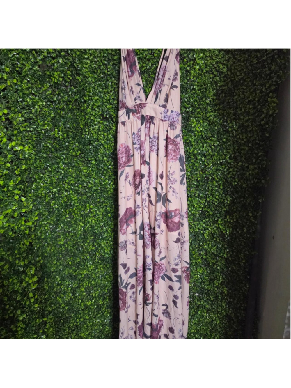 SHEIN pink floral maxi dress with purple flowers, size L #floraldress #maxi